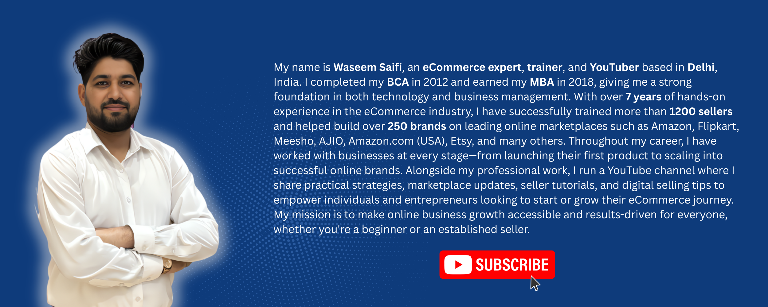 Waseem Saifi eCommerce expert providing online training for Amazon, Flipkart, Meesho and global marketplaces